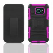 Stand holster hybrid silicone case for Galaxy S6 edge with belt clip