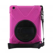 Rotated stand shockproof hybrid case for iPad 3/4 with shoulder strap