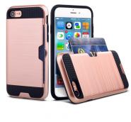 Brushed metal card slot case for iPhone 7 TPU hybrid cover
