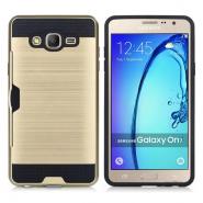 Brushed metal card holder hybrid case for Galaxy On7