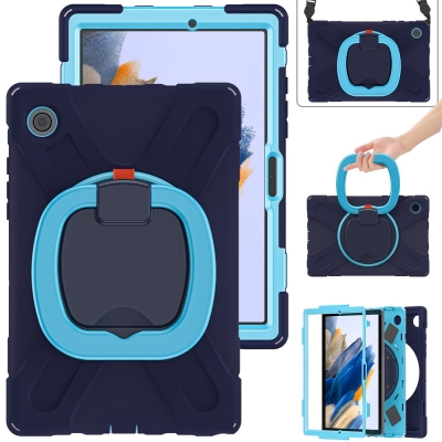 Rotate circular stand case for Samsung tab A8 10.5inch X200 silicone cover with carry strap