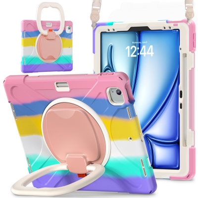 360 degree rotate ring grip case for iPad air 13 M4 12.9 anti-impact colored cover