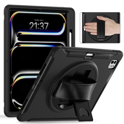 2 in 1 hybrid PC TPU Non-slip case for iPad Pro 13 M4 tight cover with wristband