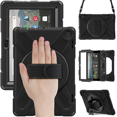 Rotate hand band portable protect case for Amazon fire HD 8 2022/2024 silicone armour shell