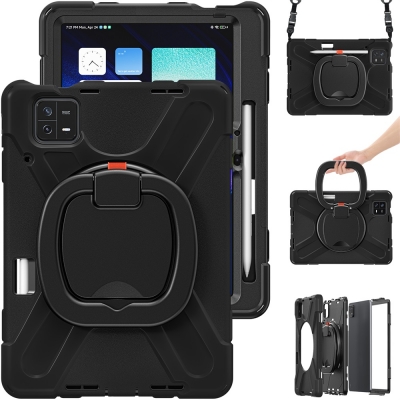 3 layers silicone hybrid robust case for Xiaomi Pad 6 pro 11inch Hangable ring supports cover